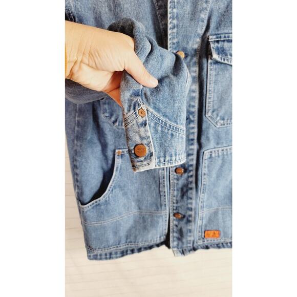 RVCA Chainmail Denim Jacket in Broken In Blue Wash, sz Medium - Picture 9 of 16